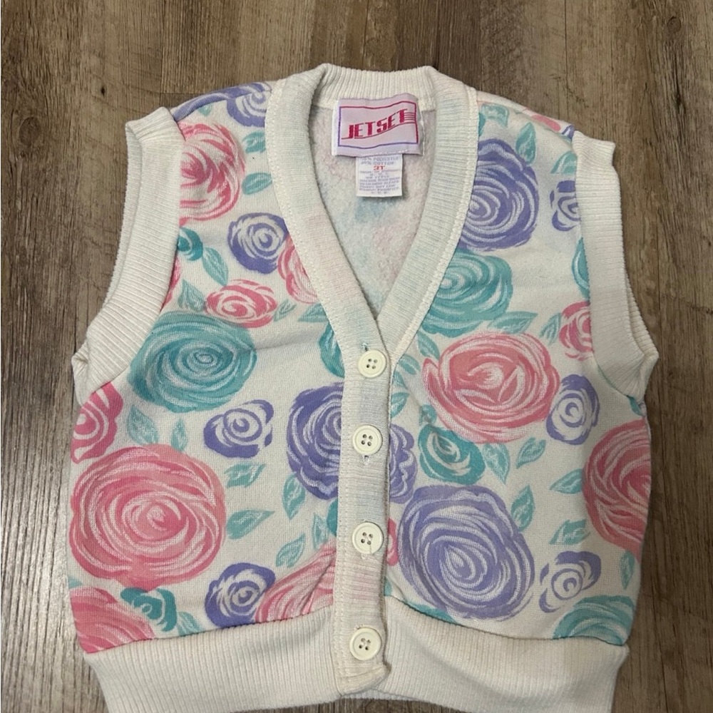 Vintage Jetset Floral Knit Vest 3T
